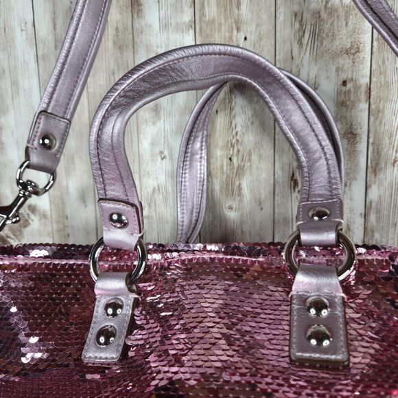 COACH 13821 Poppy Sequin Spotlight Pink Shoulder Bag Tote Special Edition Purse - Picture 8 of 16